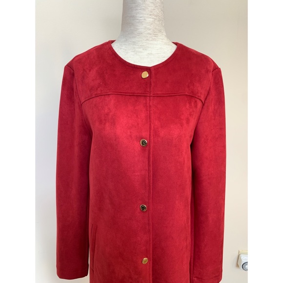 MatNew York faux suede red short coat, NWT, XS - Picture 3 of 12